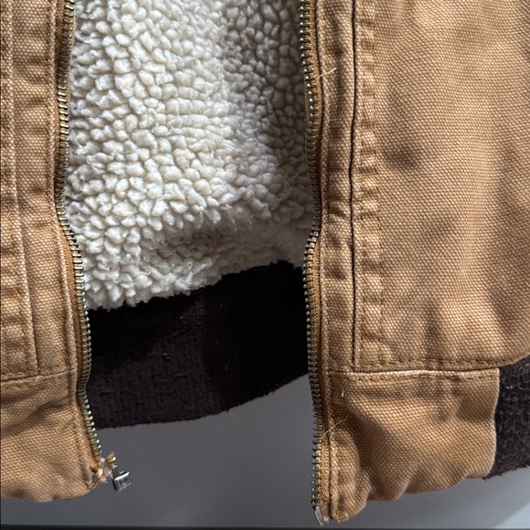 Men’s Dickies tan brown hooded Sherpa lined winter field casual canvas jacket - Picture 3 of 10